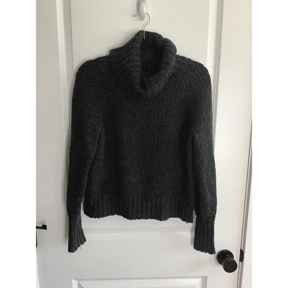 J.Crew cowl neck wool blend turtleneck sweater charcoal gray women's Sz Small